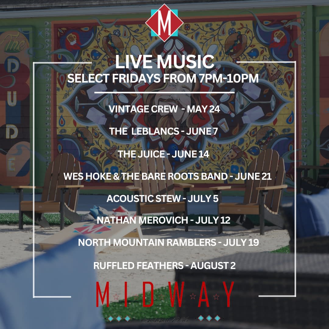 Summer Live Music Series Midway Bowl 5/24/24 8/2/24 Carlisle, PA