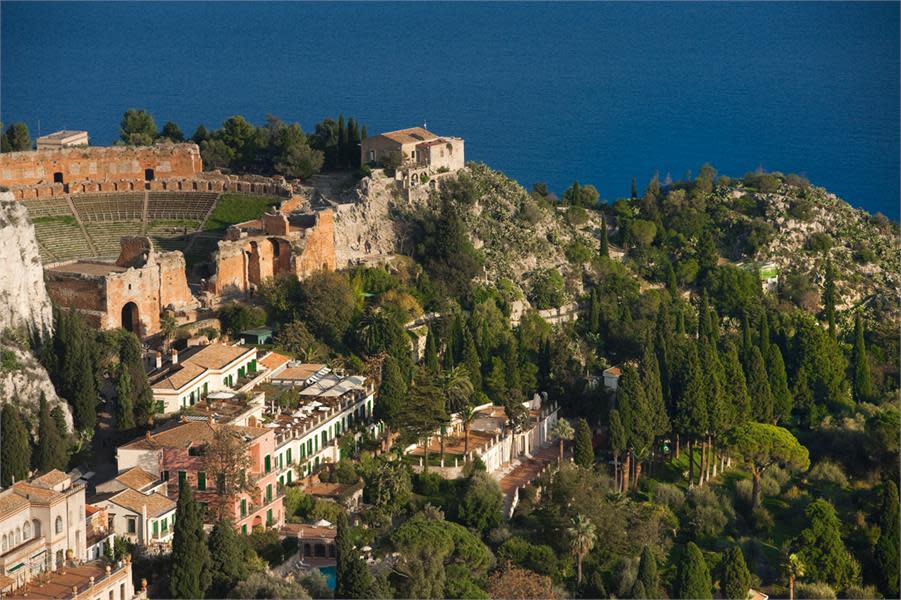 The view over Taormina from the Belmond Grand Hotel Timeo in