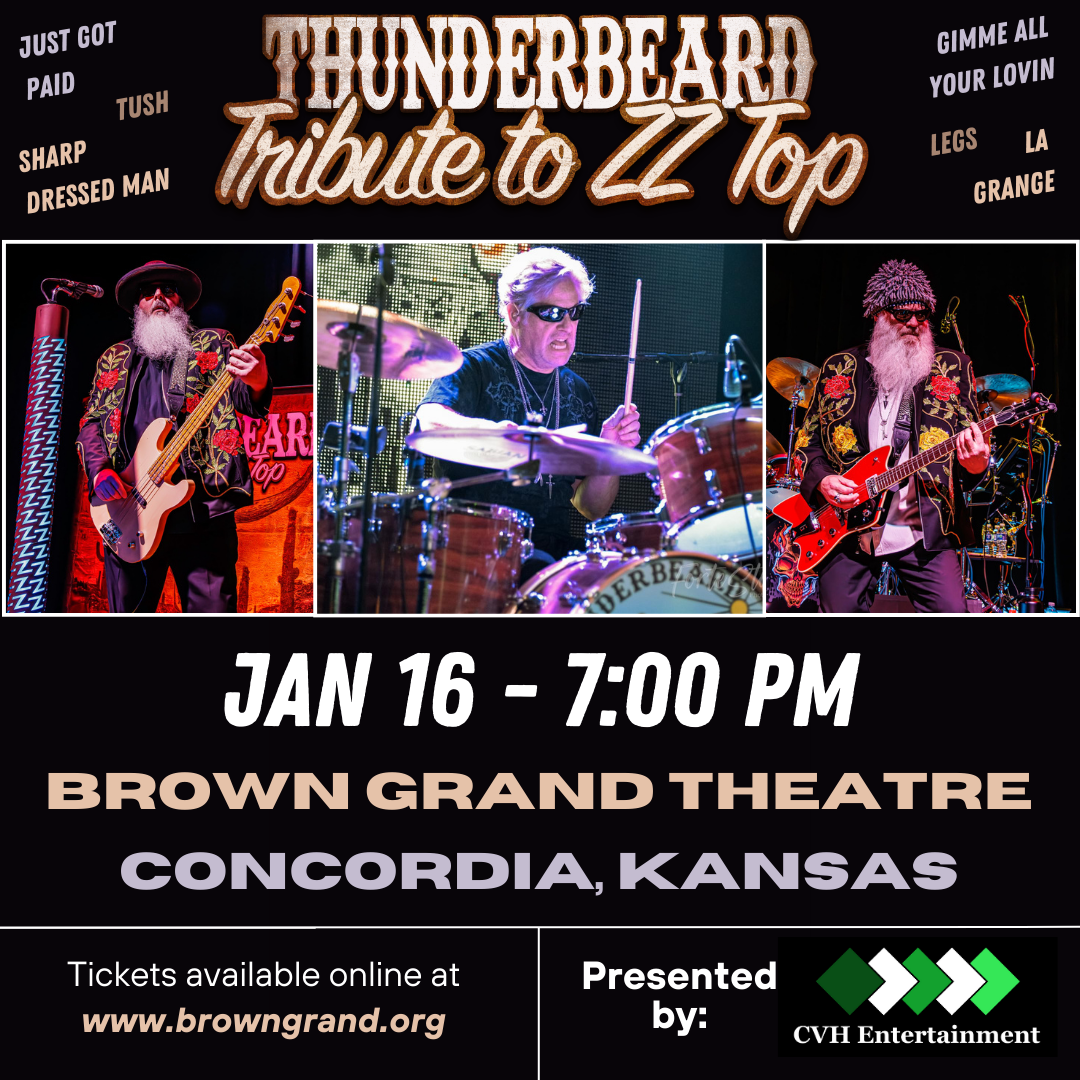 UP-BEAT tribute band　LEGENDARY SONGS TunderBeard: ZZ Top Tribute - Concordia KS, 66901
