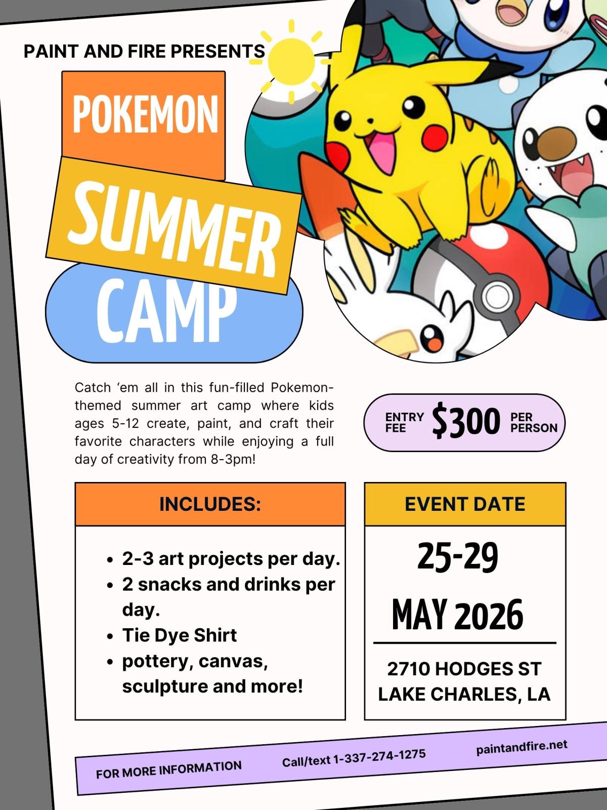 THE POKEMON WEEKLY Summer 1・2 Pokemon Summer Art Classes | May 25, 2026 - May 29, 2026 | Lake