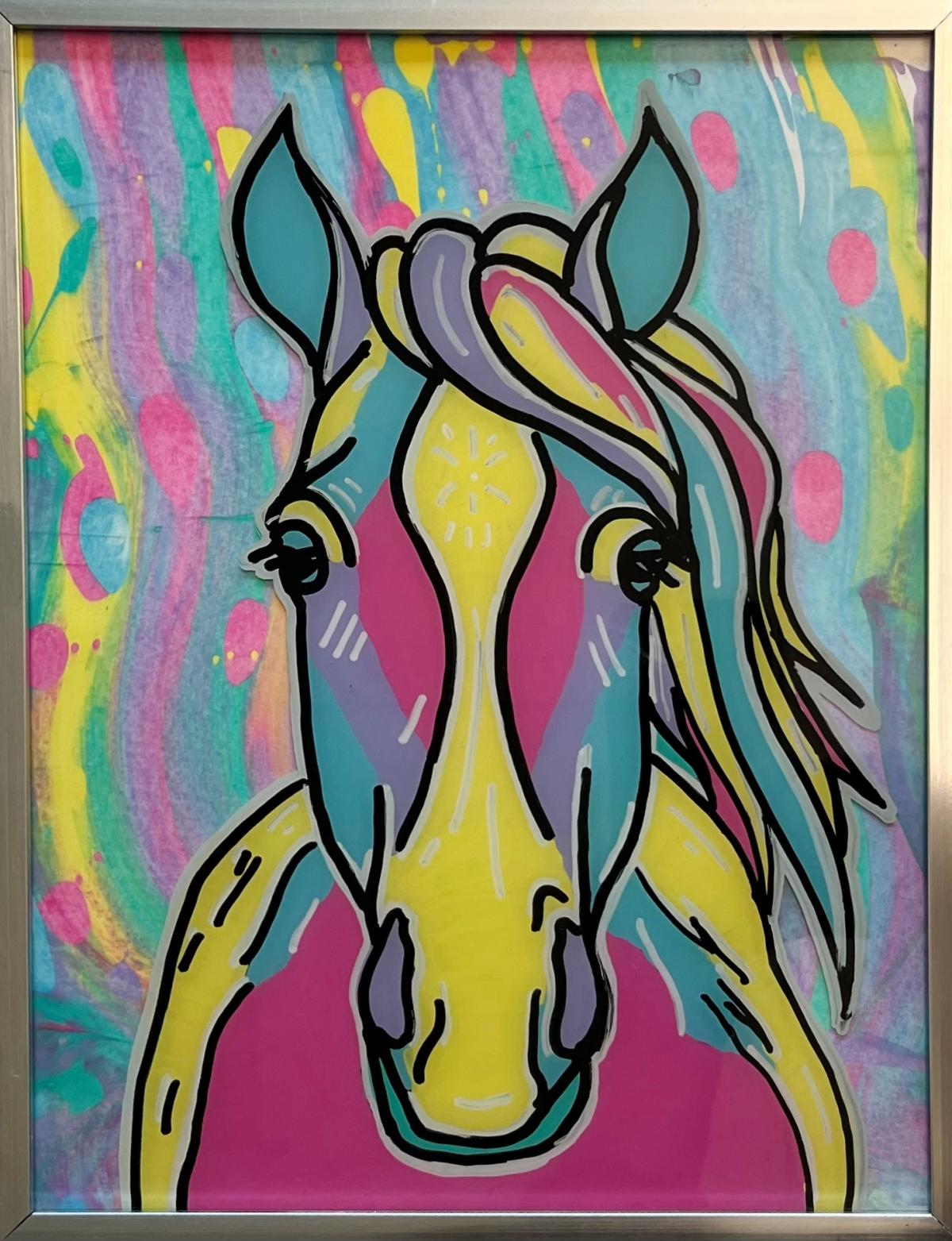 Art & Sip Horse Painting on Glass