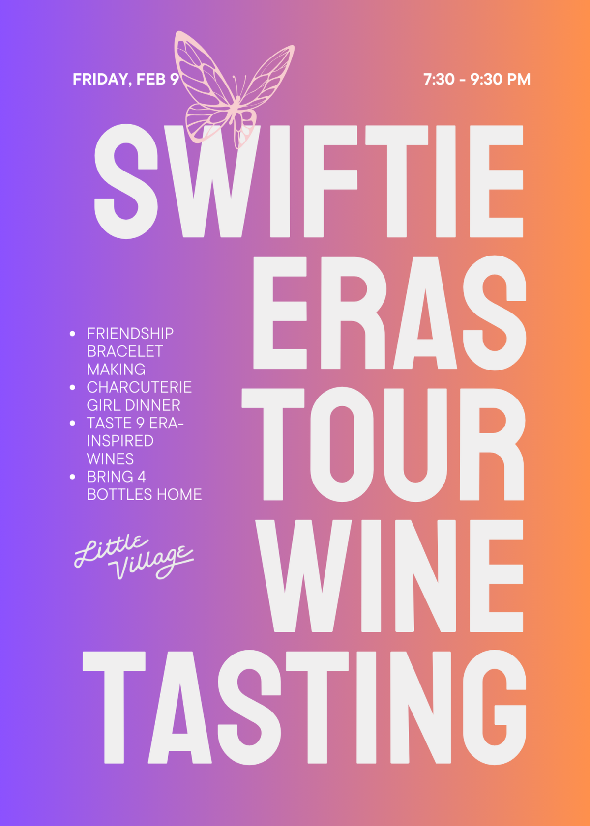 Swiftie Eras Tour Wine Tasting & Friendship Bracelet Making 🦋 Wauwatosa, WI
