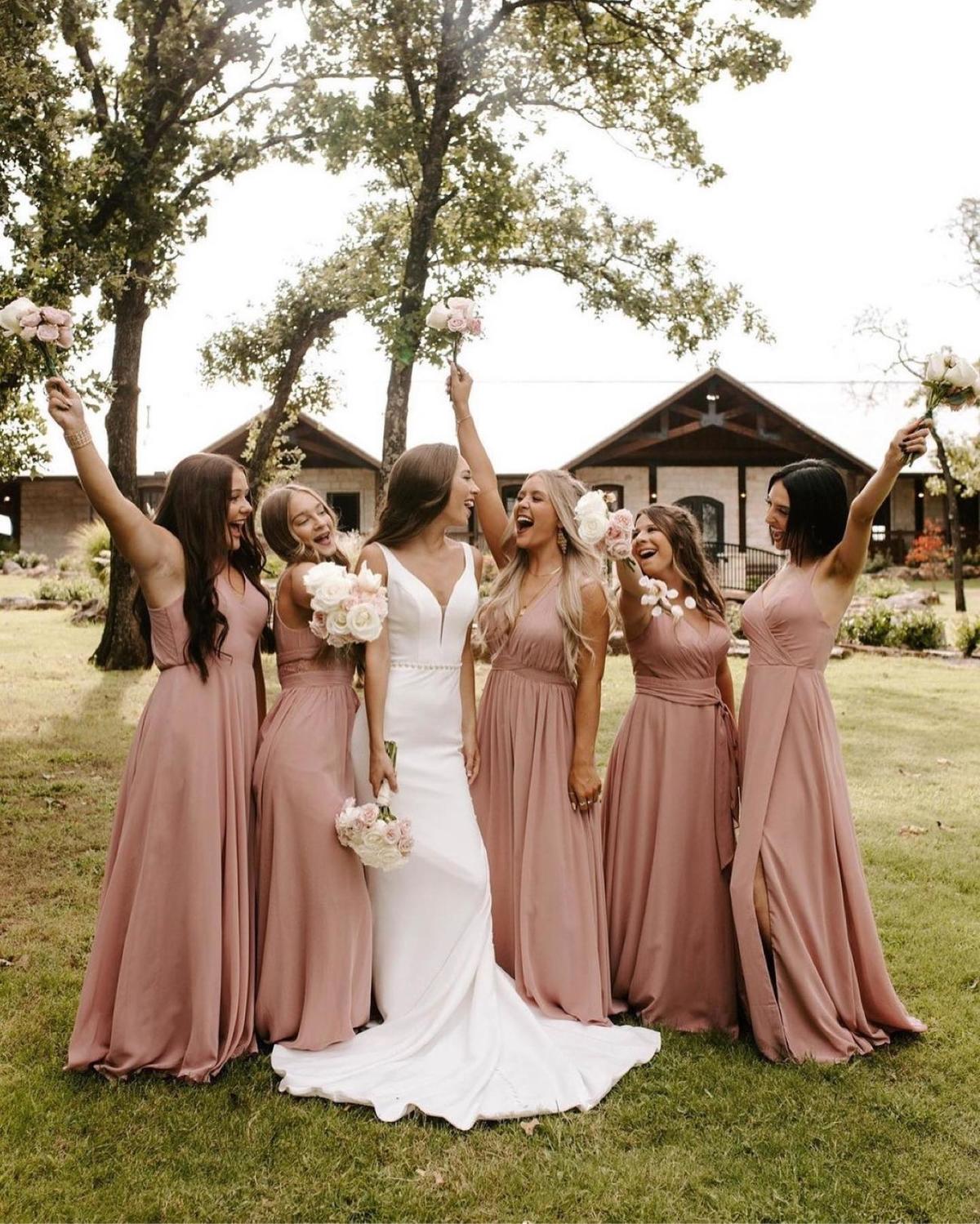 bella rose bridesmaid dresses Charming One Shoulder Hand-Made Flower Sleeveless Long Chiffon Bridesmaid Dresses main image 1