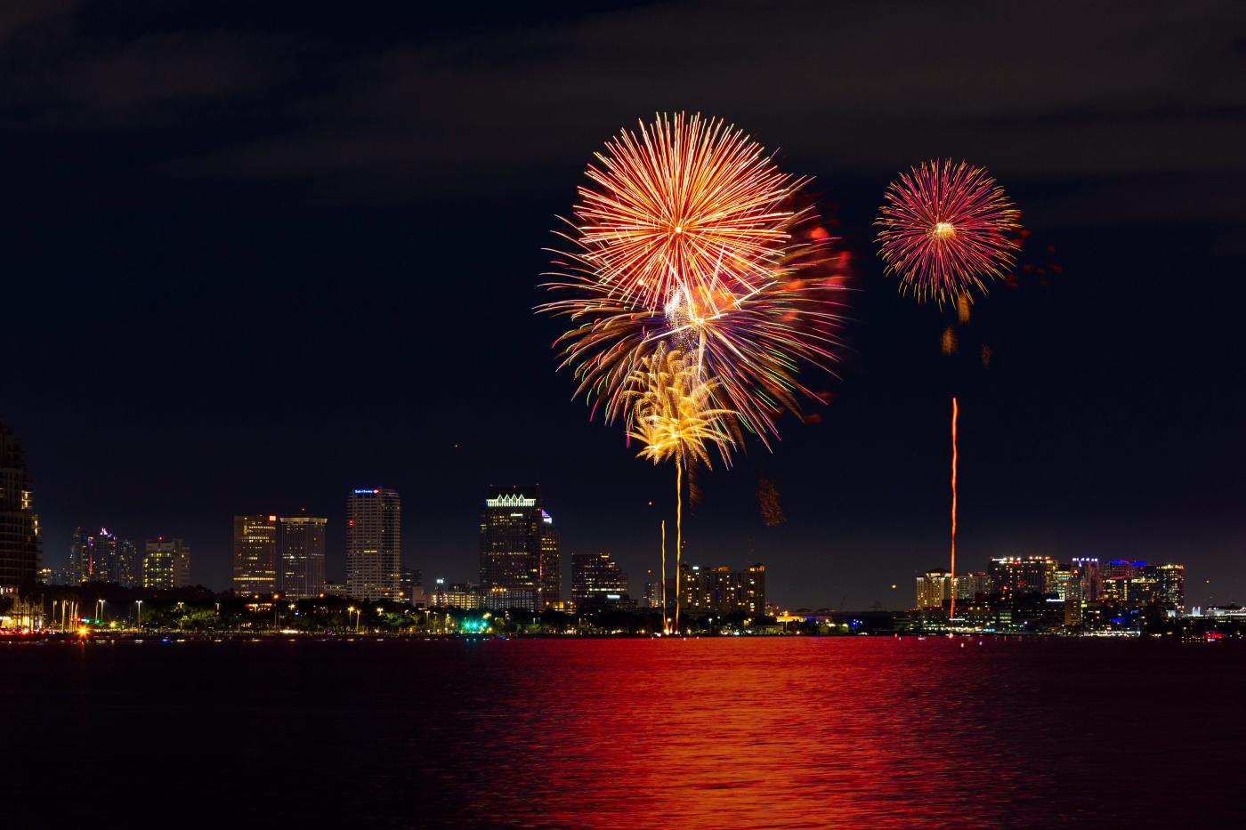 Fireworks over downtown Tampa