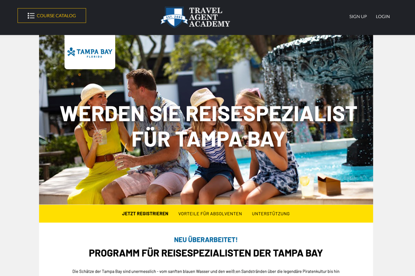 Travel Agent Academy Website Screenshot