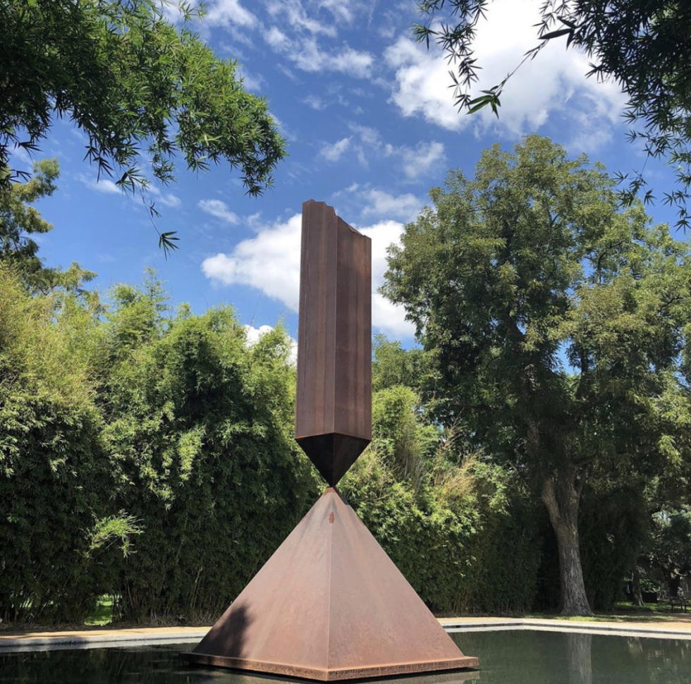 Broken Obelisk sculpture at Rothko Chapel in Houston