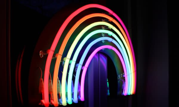 Pride Houston rainbow neon lights