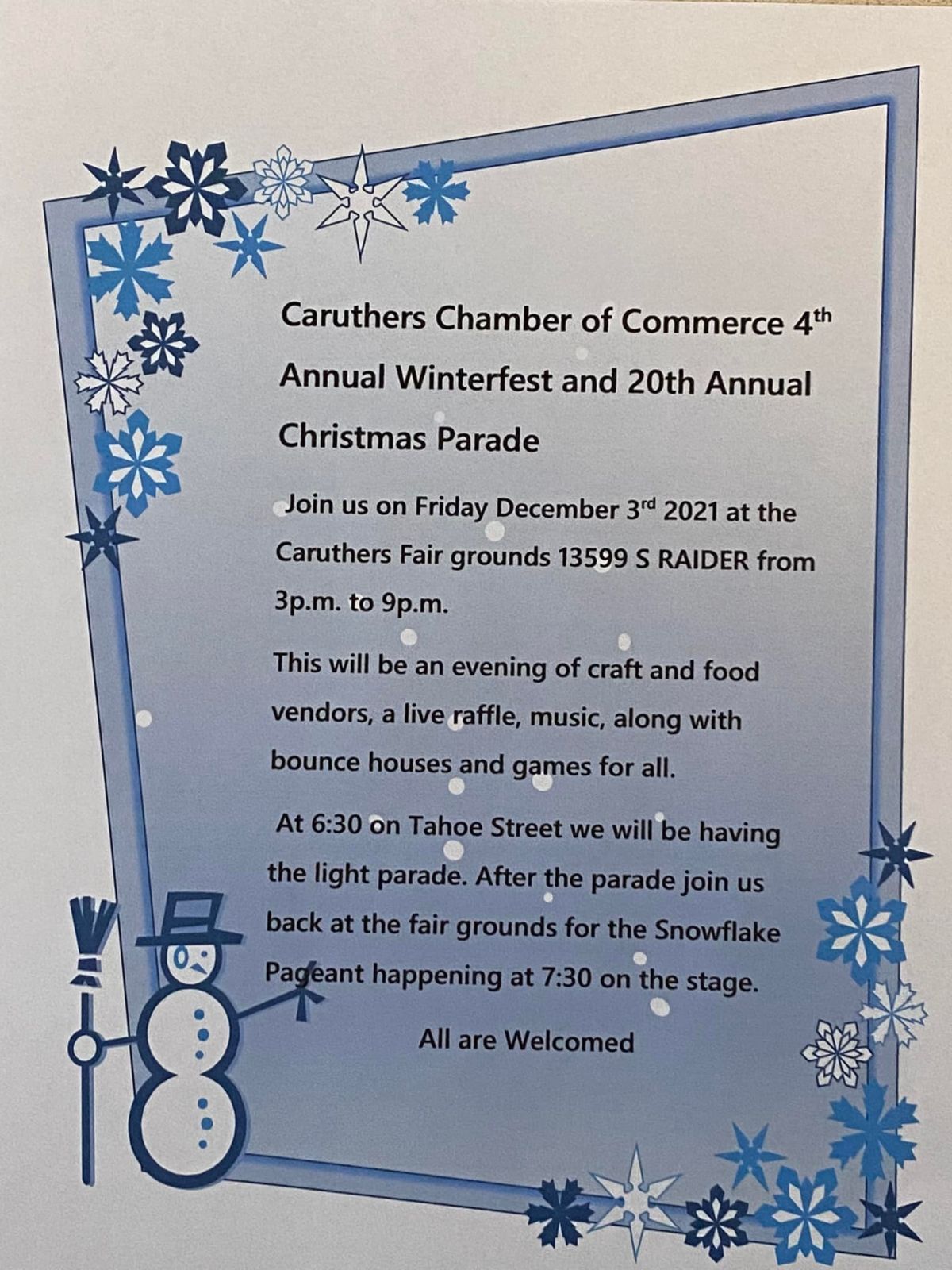 Caruthers Chamber Winter Fest and Christmas Parade
