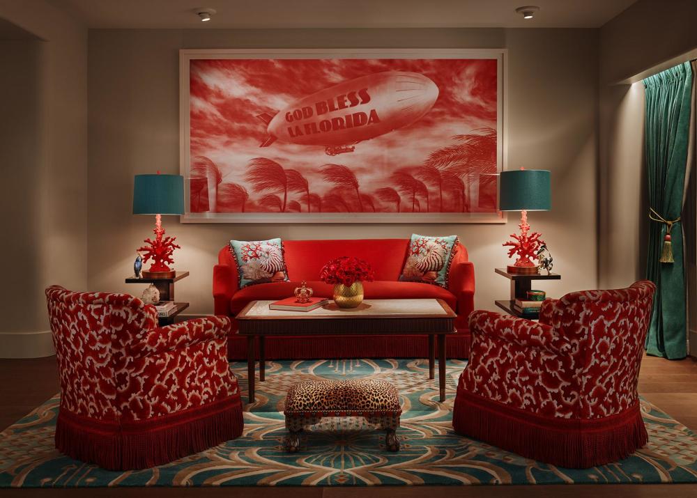 Faena Hotel Miami Beach Las habitaciones y suites cuentan con impresionantes obras de arte y decoración tejida a mano.