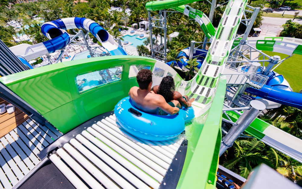 Introducing the world's first uphill waterslide, the Master Blaster propels through dips, drops, and gravity-defying climbs.