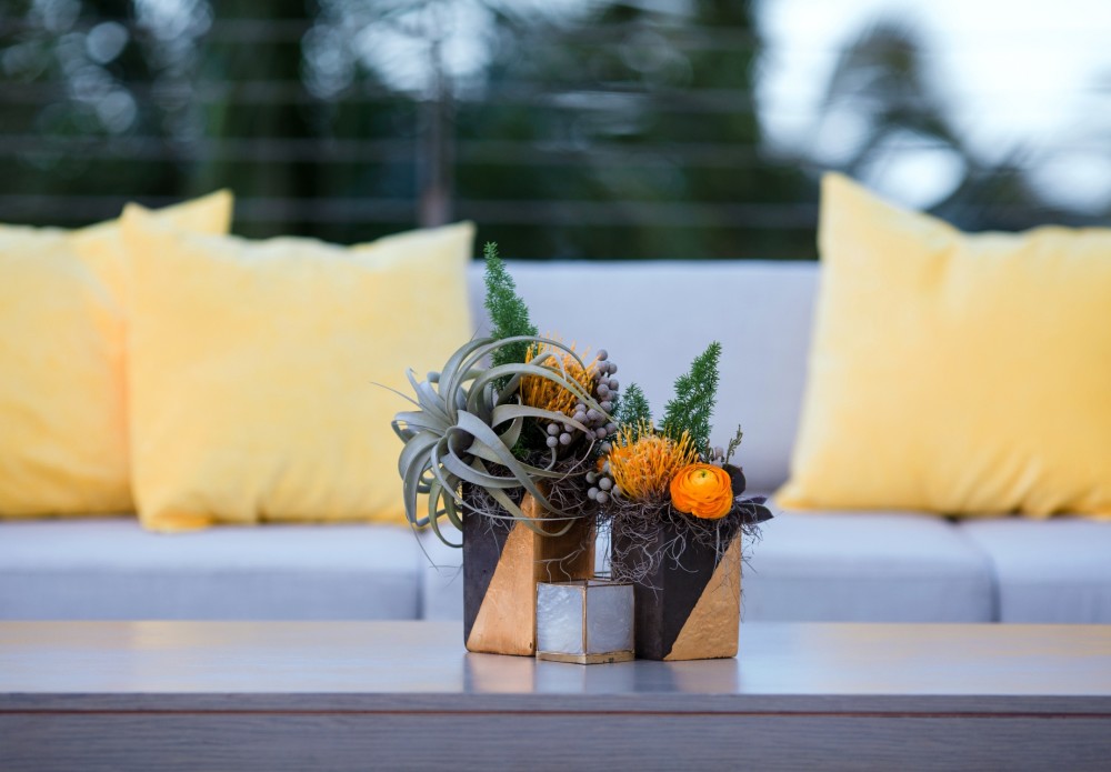 Organic Air Plants & Yellow Florals with Grey Seacoast at Edition Miami Beach