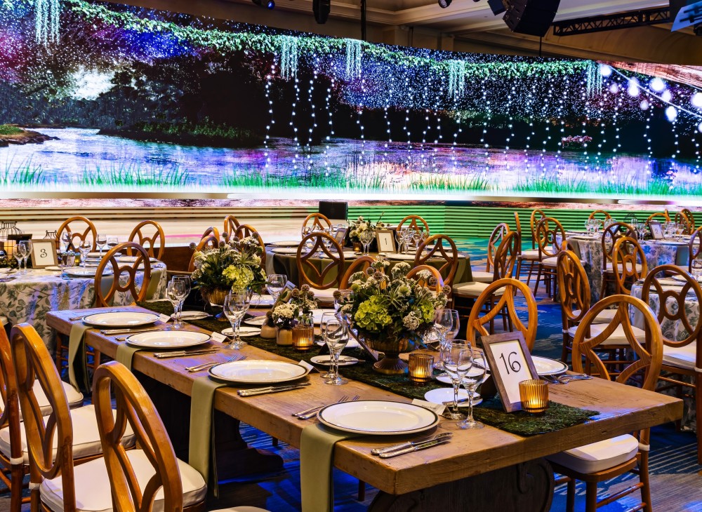 Компания DCi превратила бальный зал в торжество, вдохновленное природной красотой Эверглейдс.