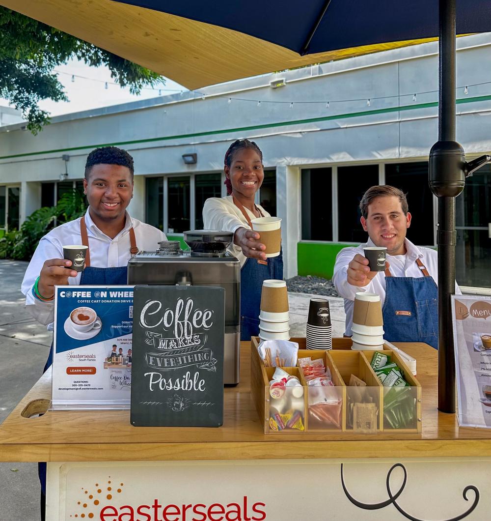 Easterseals South Florida Culinary Arts Students working on Coffee On Wheels.