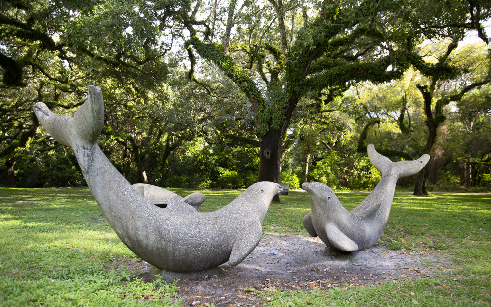 Dolphin sculptures