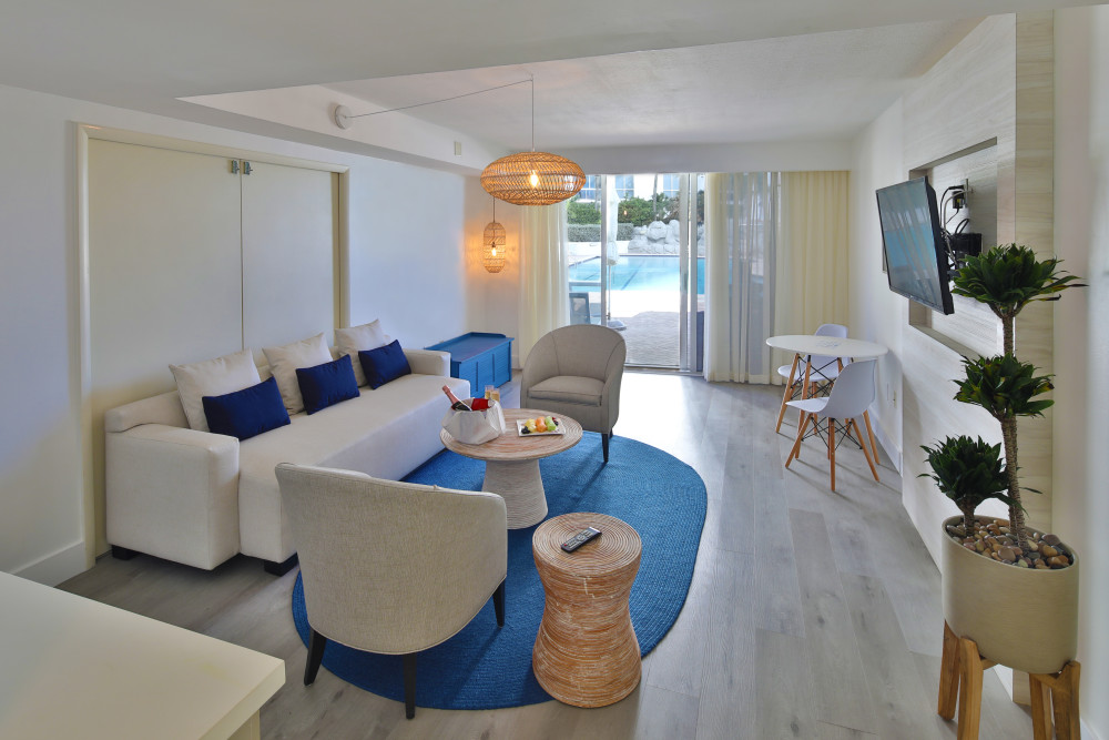 Luxurious, air-conditioned pool side and beach side cabanas.