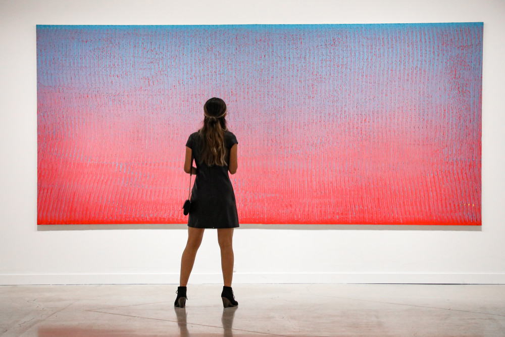 Exhibition view of Loriel Beltran: Constructed Color.