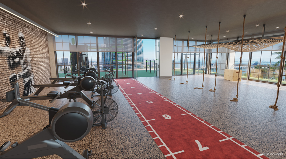 Fitness Center - rendering. biles, views, ropes