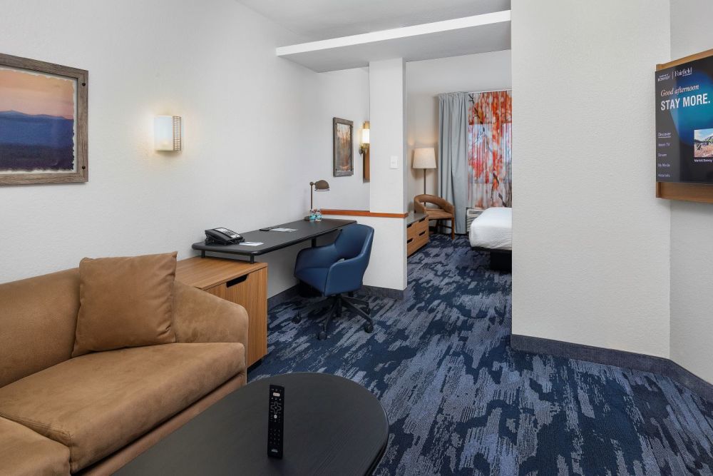 Suites feature an in-room microwave and a sofa bed.