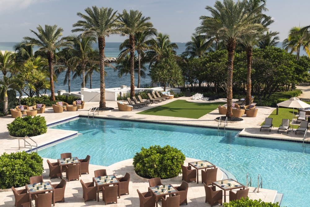 The waterfront pool at The Ritz-Carlton Bal Harbour, Miami