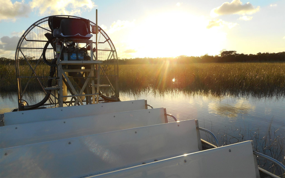 Airboat docked