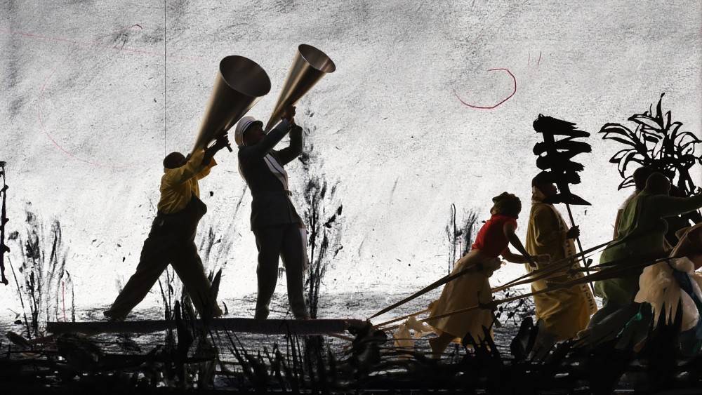 William Kentridge, "More Sweetly Play the Dance", video still. Exhibition runs from May 19, 2018, to Jan. 20, 2019.