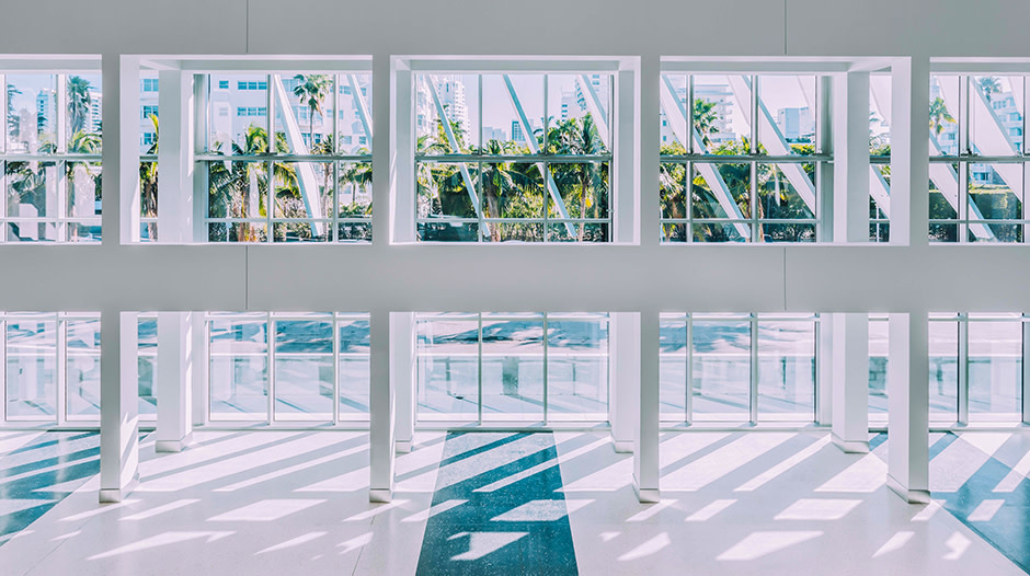 Miami Beach Convention Center lobby windows