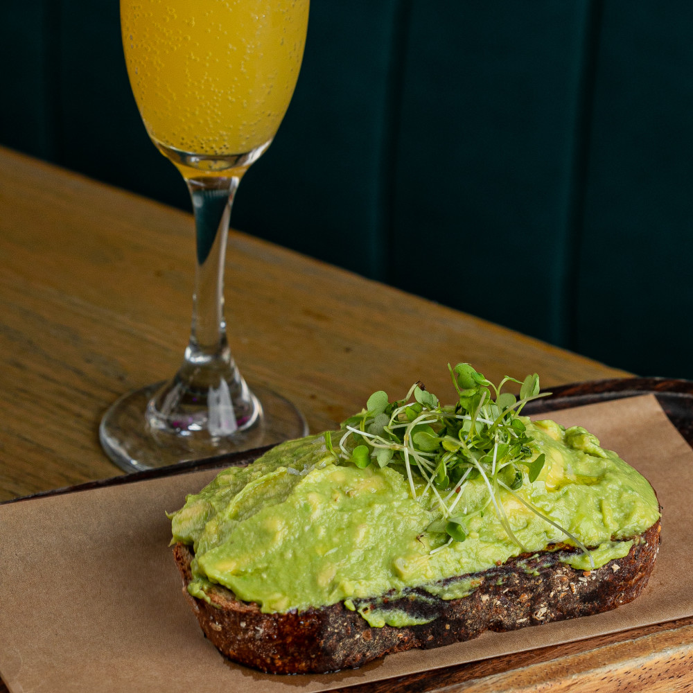 Avocado Toast paired with Mimosa.