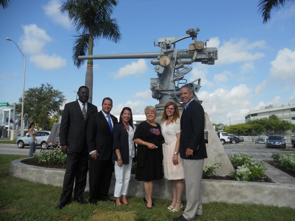 NMB Mayor George Vallego and City Council Members at restored gunmount.