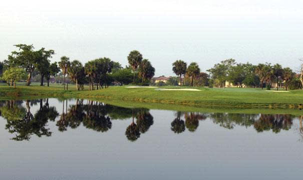 Bunker and waterscape at Briar Bay Golf Course