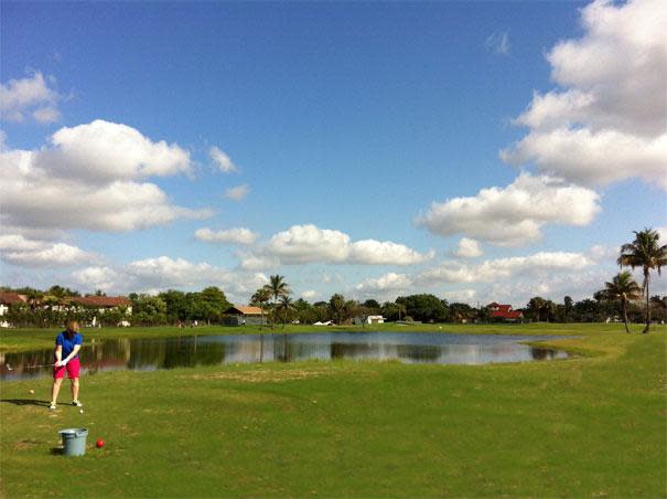 Teeing off at Briar Bay Golf Course