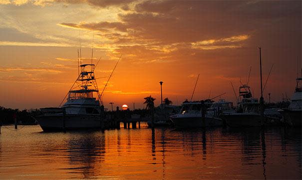 Boats at sunset