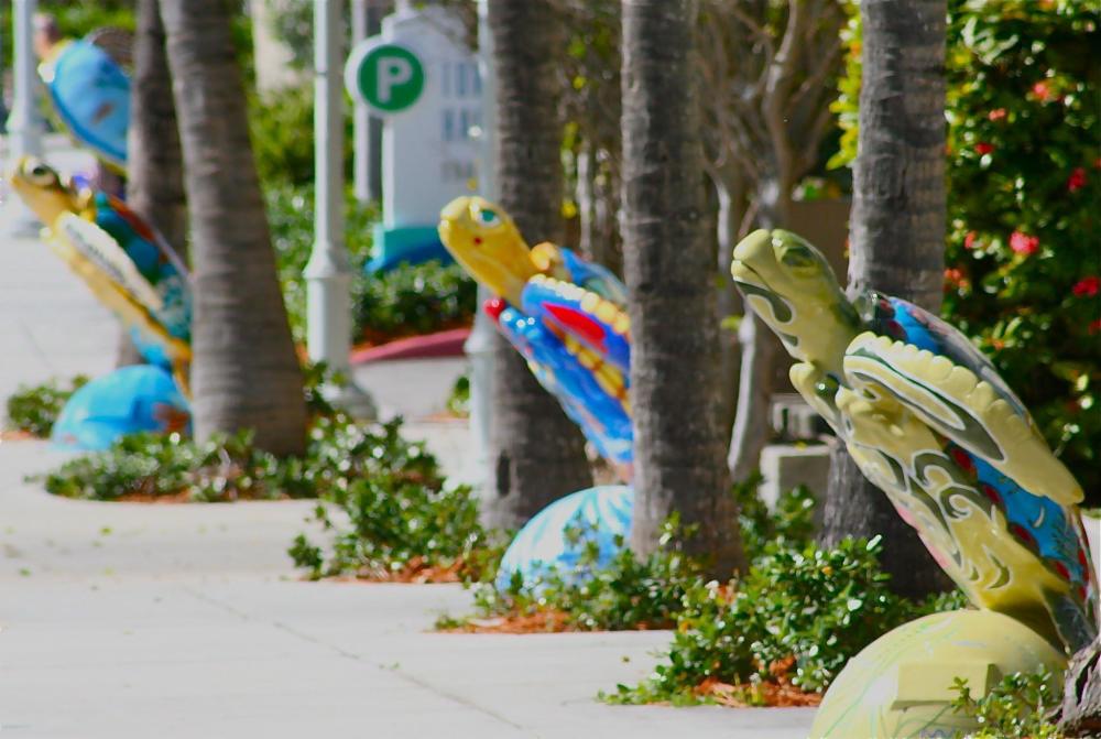 Known for its emphasis on Turtle Conservation Awareness, Surfside displays creative visual reminders of these important visitors to the beach in the form of fiberglass turtles gracing public right of ways. Each colorful ceramic turtle was painted by local artists whose name can be found respectively on the base of each turtle.