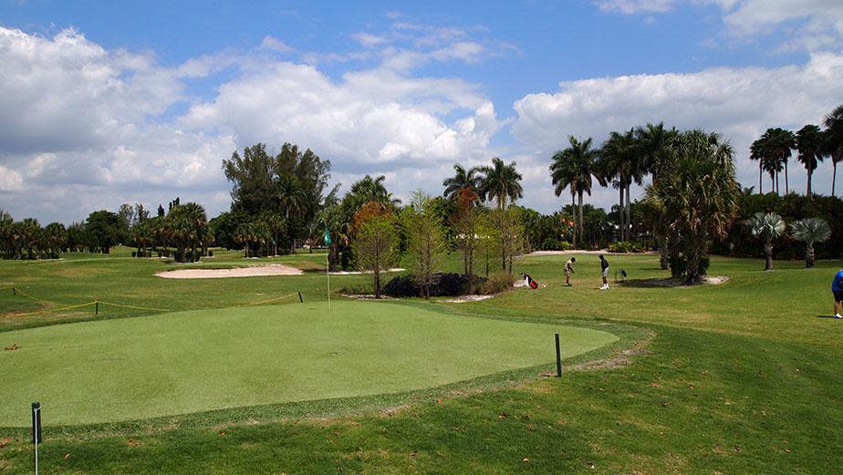 The short game practice area at Country Club of Miami