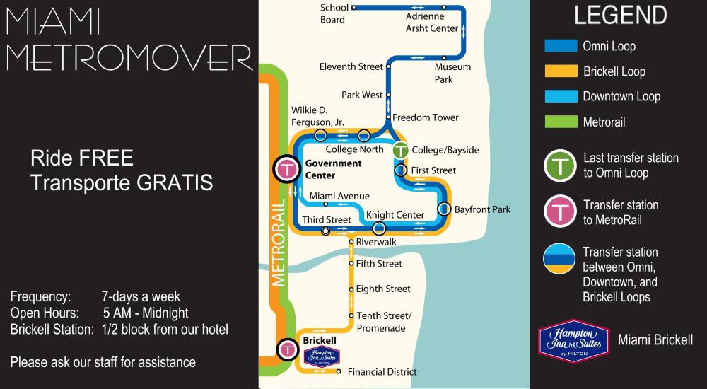 We are located across from the FREE MetroMover