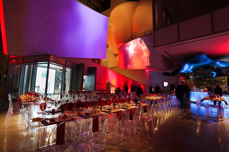 Atrium Lobby Plated Dinner with Video Mapping Projection