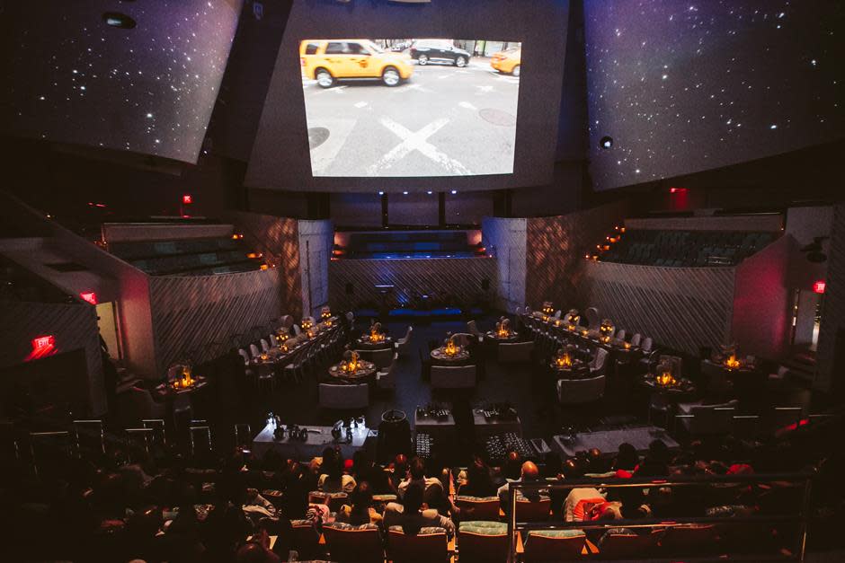 Performance Hall Plated Dinner on the Flat Stage No Retraction with Forward Projection