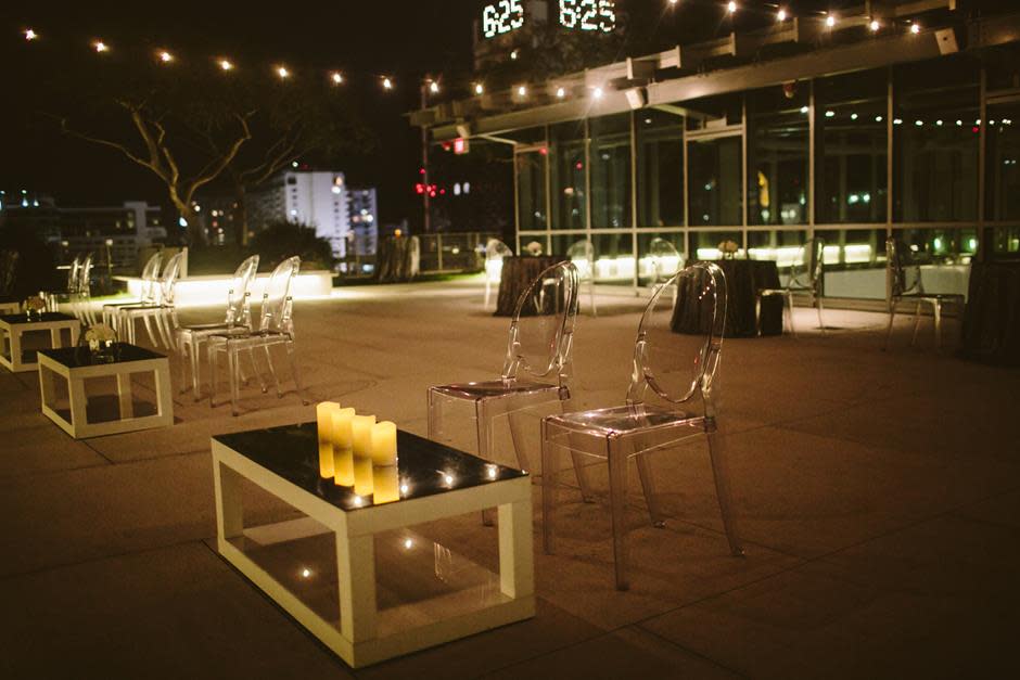 Rooftop Garden Night View Facing East Cocktail Reception Setup