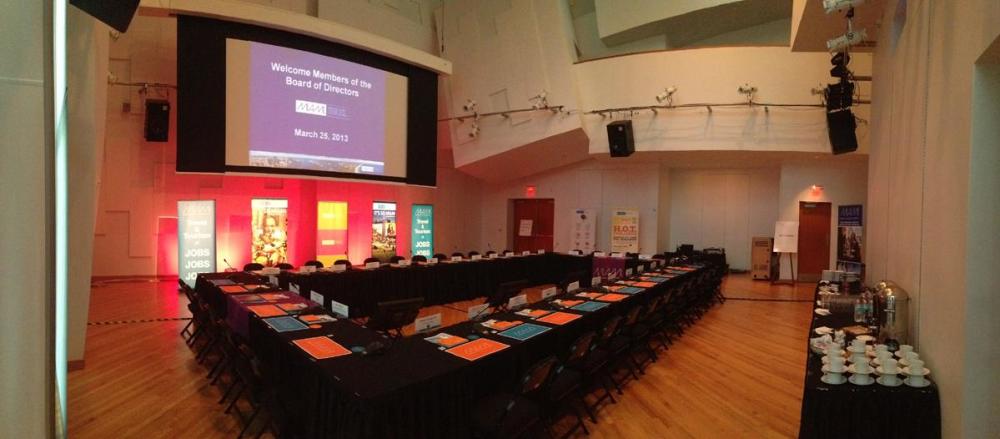 Truist Pavilion SW View of Board Meeting Featuring Video Projection