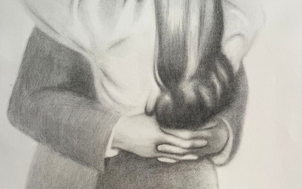 Freelance artist Patricia Machin drawn custom portrait in charcoal for private client from memorabilia foto