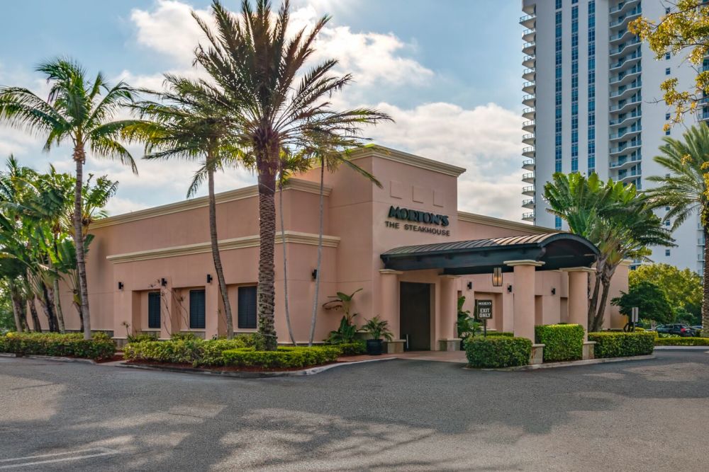 Front entrance of Morton's North Miami Beach restaurant.