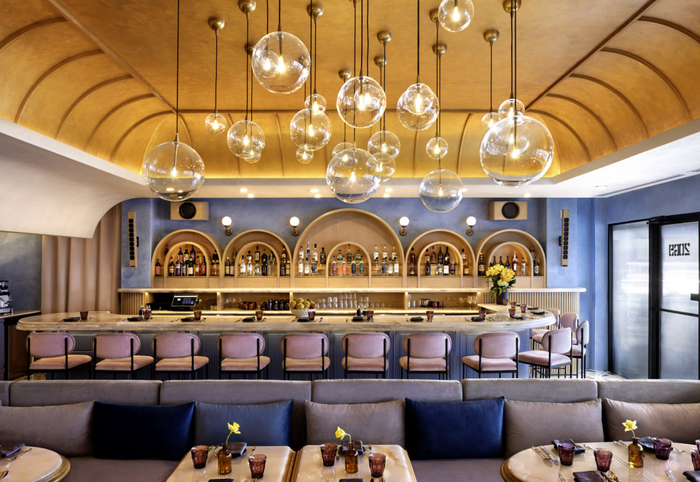 Bistro Ocho's dining room and beautiful bar.