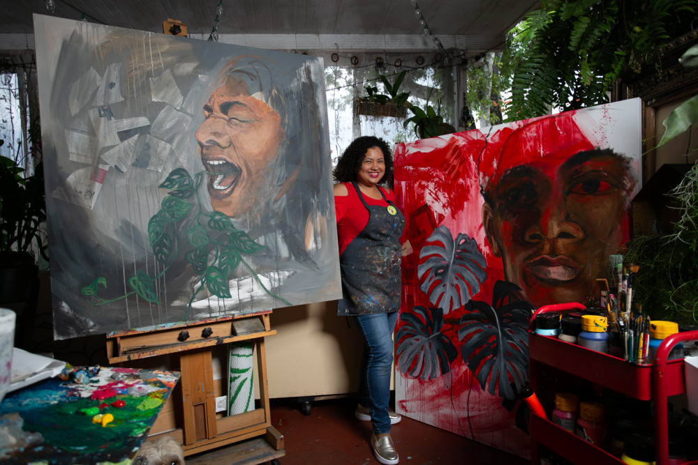 Annick with her latest series titled "Dialogue"