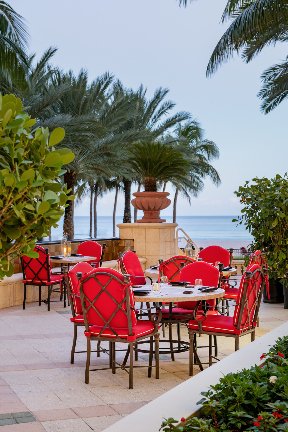 We have dining room inside and beautiful ocean front patio dining area.