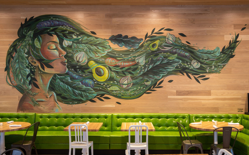 Interior Green Goddess mural