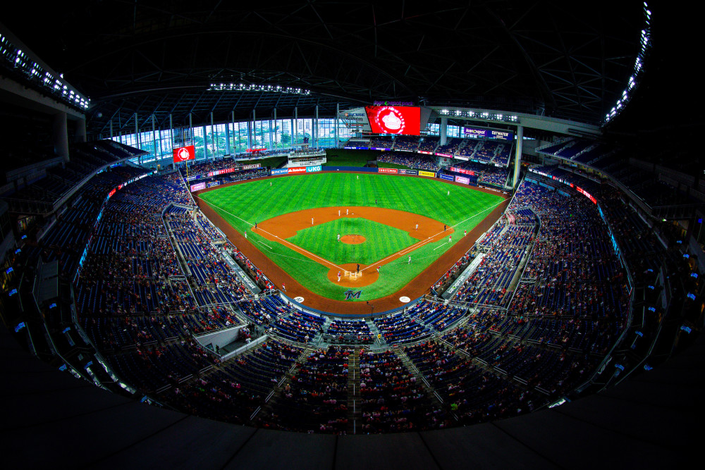 Miami Marlins playing a game at loanDepot park.