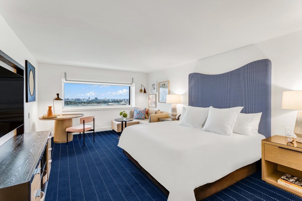Our Oceanfront King Room delivers featured vibrant design, creating a harmonious mix of natural materials, nautical tones and artistic details.