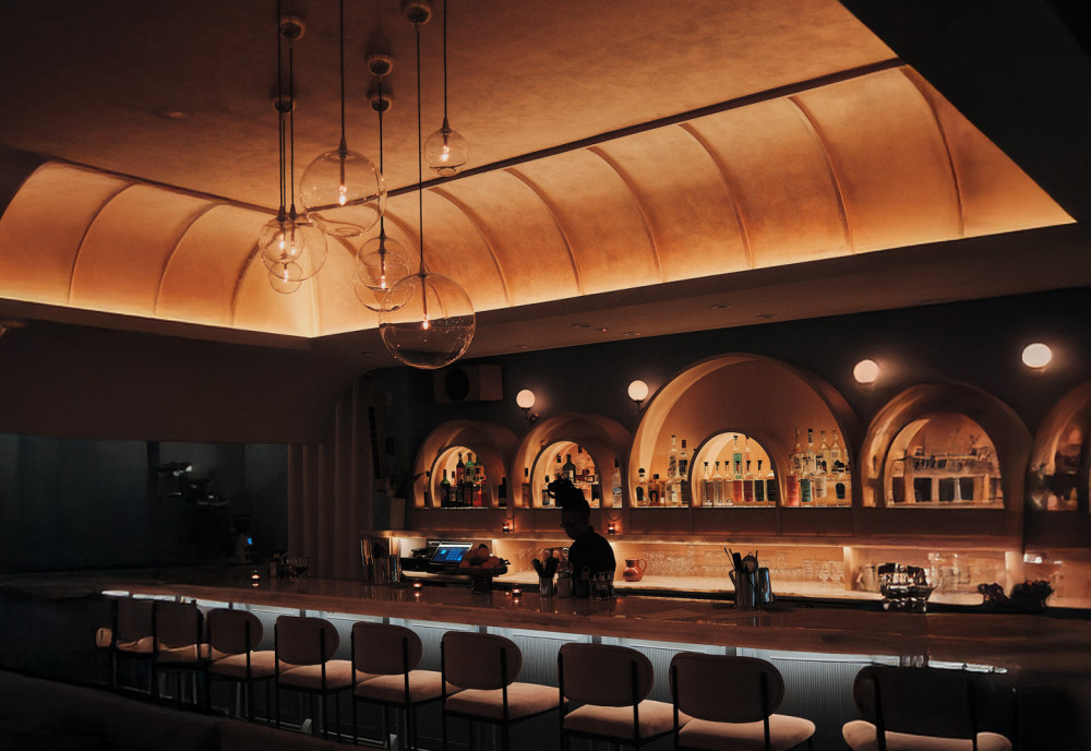 A quiet moment at the end of the night at Bistro Ocho.