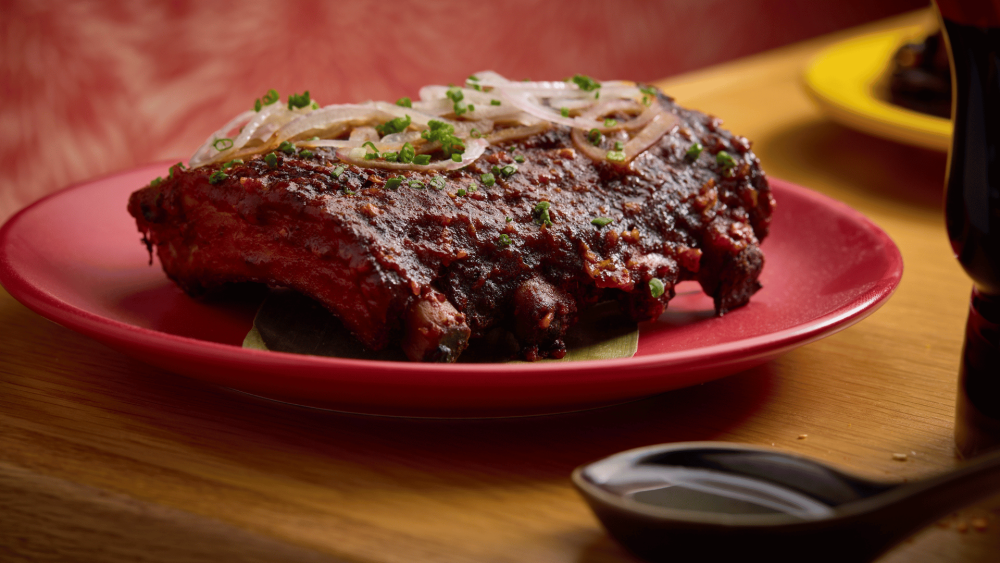 Applewood Smoked Pork Ribs with Gochujang Sauce