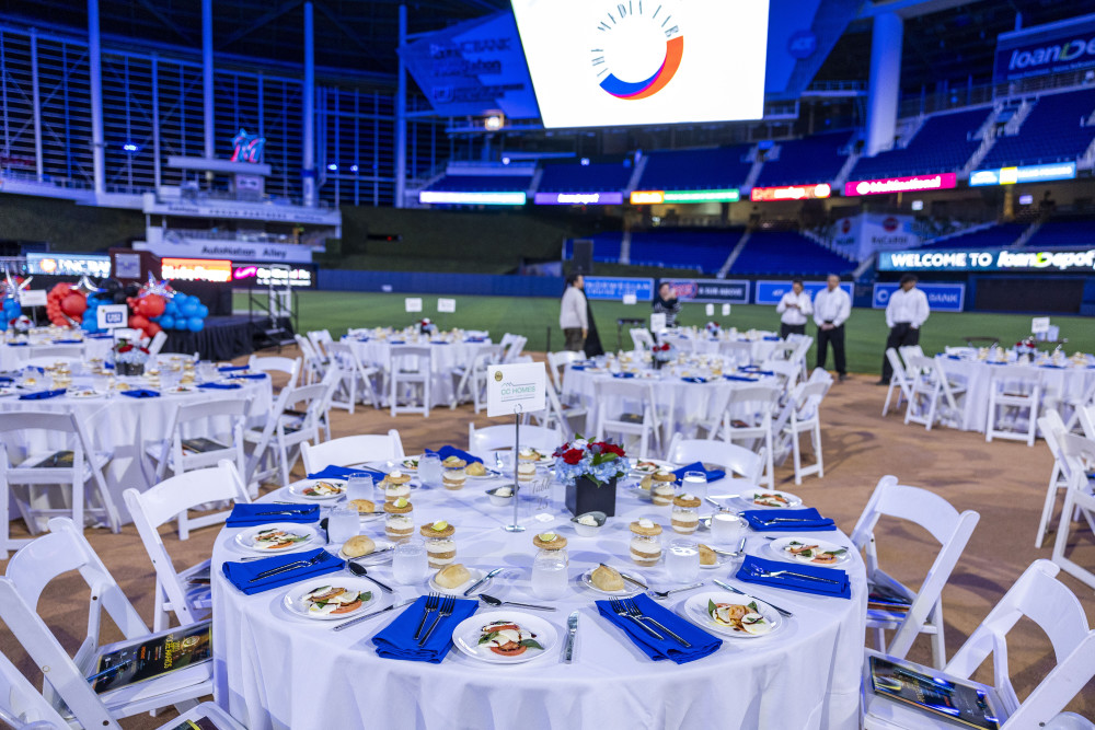 Formal awards dinner on the diamond – a one-of-a-kind event setting.