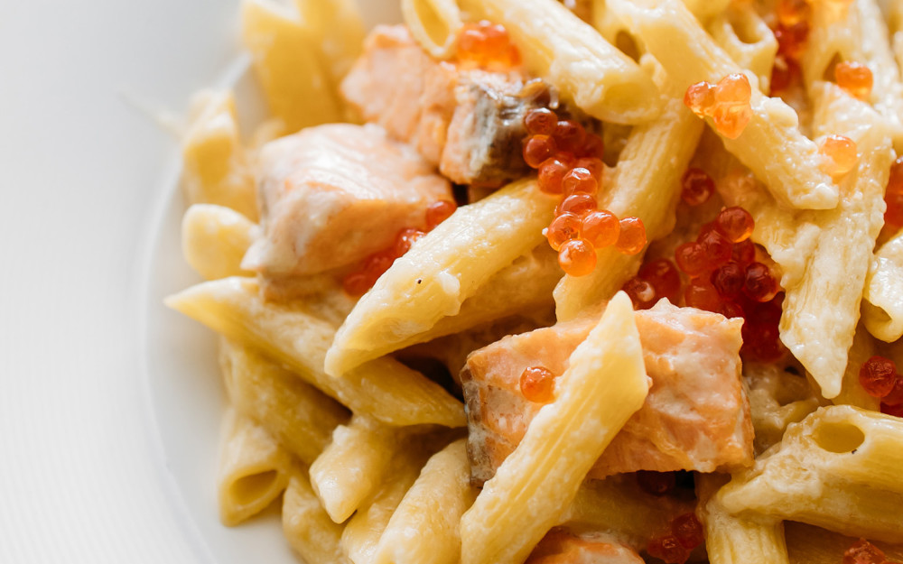 Salmon Caviar Penne with Signature Cream Sauce
